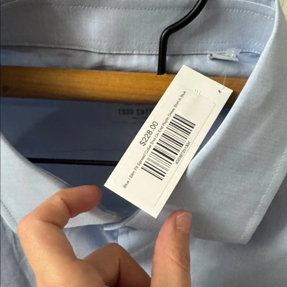 Todd Snyder Thomas Mason Cotton Poplin End on End Spread Collar Dress Shirt 17 - Picture 7 of 10